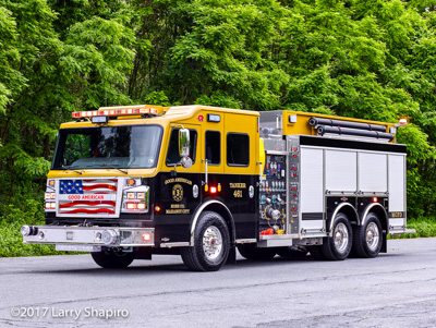 Good American Hose Company Mahoney City PA Rosenbauer America Commander pumper tanker fire engine copper brown fire truck Larry Shapiro photographer shapirophotography.net #larryshapiro